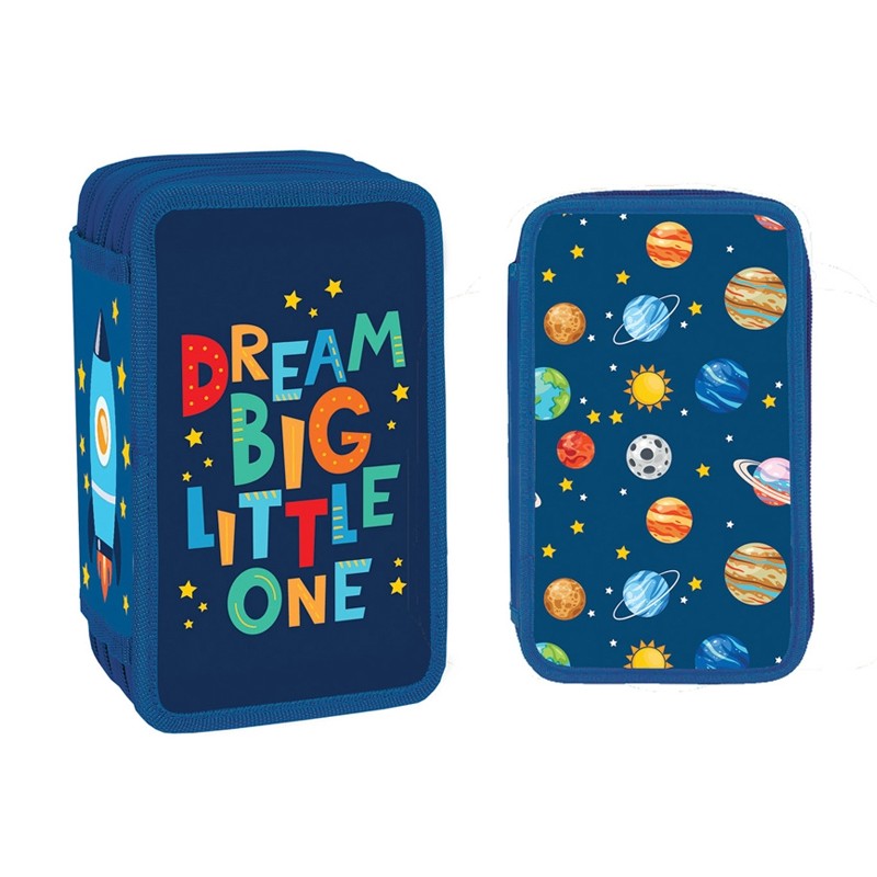 Penar echipat, 39 piese, Dream Big Little One, 3 compartimente cu fermoar, albastru - imagine 3